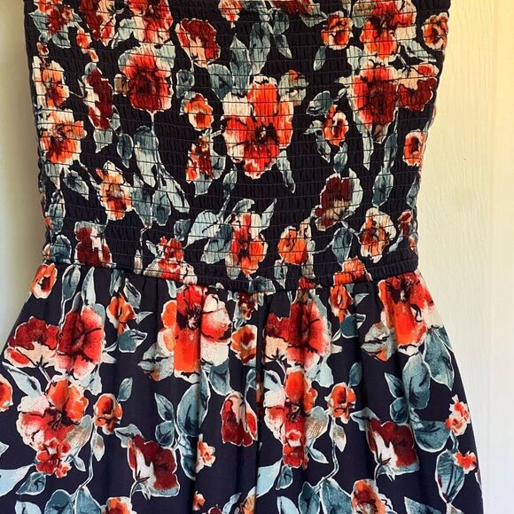 Boho Navy Smocked Jumpsuit by Band of Gypsies Sz Medium Juniors - Picture 6 of 11